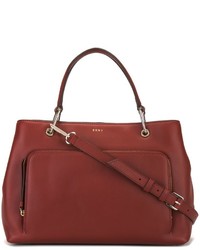 Красная кожаная большая сумка от DKNY