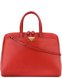 Красная кожаная большая сумка от Emporio Armani
