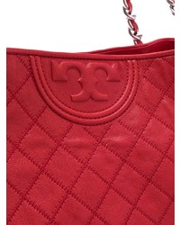 Красная кожаная большая сумка от Tory Burch