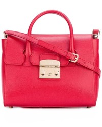 Красная кожаная большая сумка от Furla