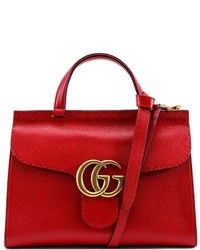 Красная кожаная большая сумка от Gucci