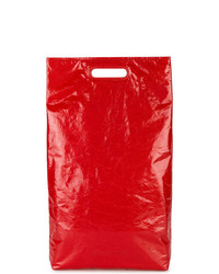 Красная кожаная большая сумка от Helmut Lang