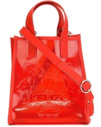 Красная кожаная большая сумка от Kenzo