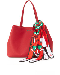 Красная кожаная большая сумка от Love Moschino