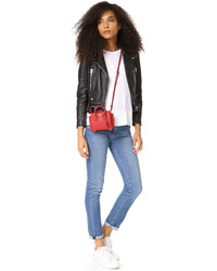 Красная кожаная большая сумка от MCM