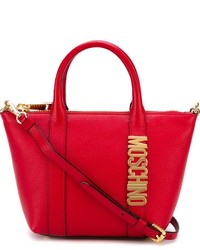 Красная кожаная большая сумка от Moschino