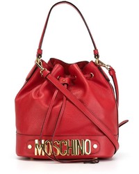 Красная кожаная большая сумка от Moschino