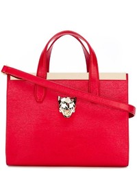 Красная кожаная большая сумка от Philipp Plein