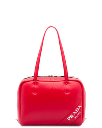Красная кожаная большая сумка от Prada