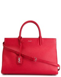 Красная кожаная большая сумка от Saint Laurent