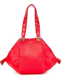 Красная кожаная большая сумка от Sonia Rykiel