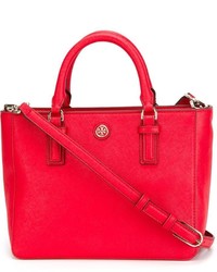 Красная кожаная большая сумка от Tory Burch