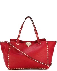 Красная кожаная большая сумка от Valentino Garavani