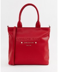 Красная кожаная большая сумка от Versace Jeans