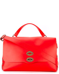 Красная кожаная большая сумка от Zanellato