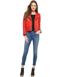 Женская красная кожаная косуха от IRO