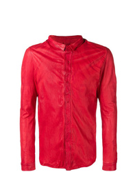 Мужская красная кожаная куртка-рубашка от Giorgio Brato