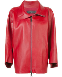 Женская красная кожаная куртка от Dsquared2