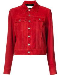 Женская красная кожаная куртка от Saint Laurent