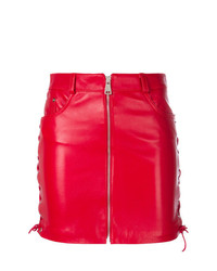 Красная кожаная мини-юбка от Manokhi