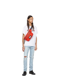 Мужская красная кожаная поясная сумка от Givenchy