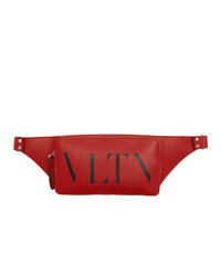 Мужская красная кожаная поясная сумка от Valentino