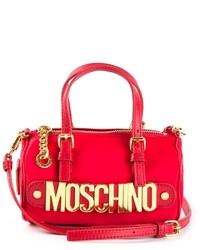 Женская красная кожаная спортивная сумка от Moschino