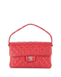 Красная кожаная стеганая сумка-саквояж от Chanel Vintage