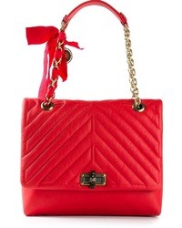 Красная кожаная стеганая сумка-саквояж от Lanvin