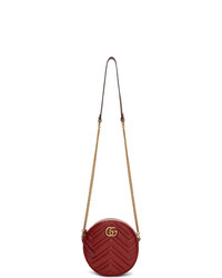 Красная кожаная стеганая сумка через плечо от Gucci