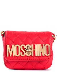 Красная кожаная стеганая сумка через плечо от Moschino