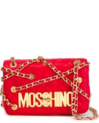 Красная кожаная стеганая сумка через плечо от Moschino