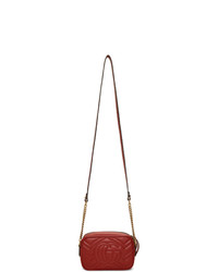 Красная кожаная стеганая сумка через плечо от Gucci