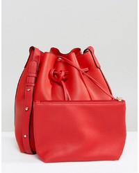 Красная кожаная сумка-мешок от Amy Lynn