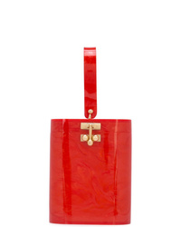 Красная кожаная сумка-мешок от Edie Parker