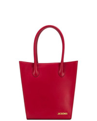 Красная кожаная сумка-мешок от Jacquemus