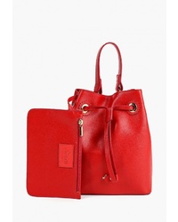 Красная кожаная сумка-мешок от Nardelli