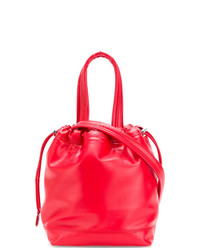 Красная кожаная сумка-мешок от Paco Rabanne