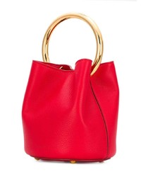 Красная кожаная сумка-мешок от Marni