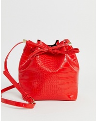Красная кожаная сумка-мешок от Pieces