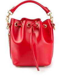 Красная кожаная сумка-мешок от Saint Laurent