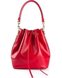 Красная кожаная сумка-мешок от Saint Laurent
