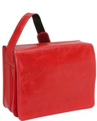 Красная кожаная сумка почтальона