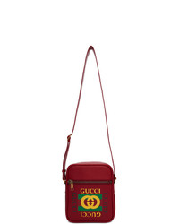 Красная кожаная сумка почтальона от Gucci