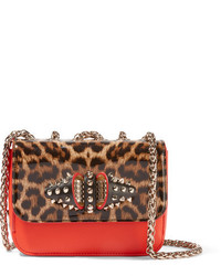 Женская красная кожаная сумка с леопардовым принтом от Christian Louboutin