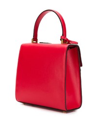 Красная кожаная сумка-саквояж с принтом от Versace