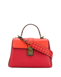 Красная кожаная сумка-саквояж от Bottega Veneta