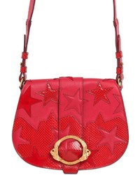 Красная кожаная сумка со звездами