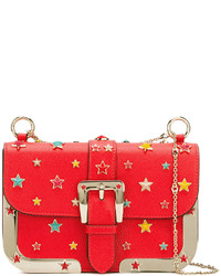 Женская красная кожаная сумка со звездами от RED Valentino