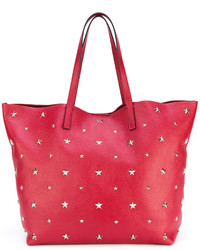 Женская красная кожаная сумка со звездами от RED Valentino